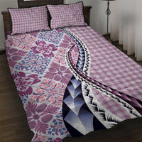 Aloha Vintage Palaka Floral Hawaiian Quilt Quilt Bed Set Akala Motif - Polynesian Pride