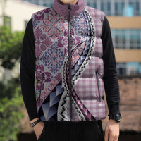 Aloha Vintage Palaka Floral Hawaiian Quilt Sleeveless Puffer Jacket Akala Motif - Polynesian Pride