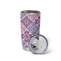 Aloha Vintage Palaka Floral Hawaiian Quilt Tumbler Cup Akala Motif - Polynesian Pride