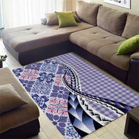 Aloha Vintage Palaka Floral Hawaiian Quilt Area Rug Poni Motif - Polynesian Pride