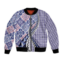 Aloha Vintage Palaka Floral Hawaiian Quilt Bomber Jacket Poni Motif - Polynesian Pride