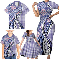 Aloha Vintage Palaka Floral Hawaiian Quilt Family Matching Short Sleeve Bodycon Dress and Hawaiian Shirt Poni Motif LT9 - Polynesian Pride