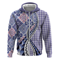Aloha Vintage Palaka Floral Hawaiian Quilt Hoodie Poni Motif - Polynesian Pride