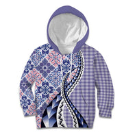 Aloha Vintage Palaka Floral Hawaiian Quilt Kid Hoodie Poni Motif - Polynesian Pride