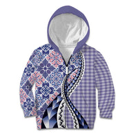 Aloha Vintage Palaka Floral Hawaiian Quilt Kid Hoodie Poni Motif - Polynesian Pride