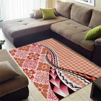 Aloha Vintage Palaka Floral Hawaiian Quilt Area Rug Ulaula Motif - Polynesian Pride