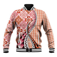 Aloha Vintage Palaka Floral Hawaiian Quilt Baseball Jacket Ulaula Motif LT9 Unisex Red - Polynesian Pride