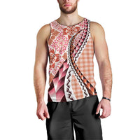 Aloha Vintage Palaka Floral Hawaiian Quilt Men Tank Top Ulaula Motif - Polynesian Pride