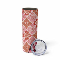 Aloha Vintage Palaka Floral Hawaiian Quilt Skinny Tumbler Ulaula Motif LT9 - Polynesian Pride
