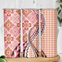 Aloha Vintage Palaka Floral Hawaiian Quilt Skinny Tumbler Ulaula Motif LT9 - Polynesian Pride