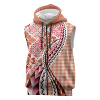 Aloha Vintage Palaka Floral Hawaiian Quilt Sleeveless Zip Hoodie Ulaula Motif LT9