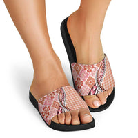 Aloha Vintage Palaka Floral Hawaiian Quilt Slide Sandals Ulaula Motif - Polynesian Pride