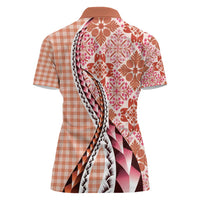 Aloha Vintage Palaka Floral Hawaiian Quilt Women Polo Shirt Ulaula Motif LT9 - Polynesian Pride