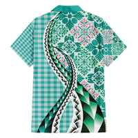 Aloha Vintage Palaka Floral Hawaiian Quilt Family Matching Short Sleeve Bodycon Dress and Hawaiian Shirt Polu Motif LT9 - Polynesian Pride