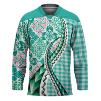 Aloha Vintage Palaka Floral Hawaiian Quilt Hockey Jersey Polu Motif - Polynesian Pride