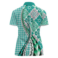 Aloha Vintage Palaka Floral Hawaiian Quilt Women Polo Shirt Polu Motif LT9 - Polynesian Pride