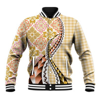 Aloha Vintage Palaka Floral Hawaiian Quilt Baseball Jacket Melemele Motif - Polynesian Pride