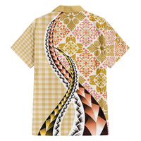 Aloha Vintage Palaka Floral Hawaiian Quilt Family Matching Short Sleeve Bodycon Dress and Hawaiian Shirt Melemele Motif LT9 - Polynesian Pride