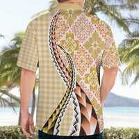 Aloha Vintage Palaka Floral Hawaiian Quilt Hawaiian Shirt Melemele Motif - Polynesian Pride