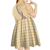 Aloha Vintage Palaka Floral Hawaiian Quilt Kid Short Sleeve Dress Melemele Motif - Polynesian Pride