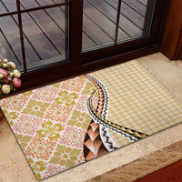 Aloha Vintage Palaka Floral Hawaiian Quilt Rubber Doormat Melemele Motif - Polynesian Pride