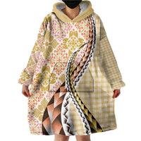 Aloha Vintage Palaka Floral Hawaiian Quilt Wearable Blanket Hoodie Melemele Motif LT9 - Polynesian Pride