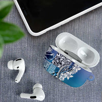 Aloha Vintage Plumeria Hawaiian Tapa Pattern AirPods Case Blue Hawaiian Tapa Pattern - Polynesian Pride