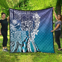 Aloha Vintage Plumeria Hawaiian Tapa Pattern Quilt Blue Hawaiian Tapa Pattern - Polynesian Pride