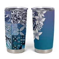 Aloha Vintage Plumeria Hawaiian Tapa Pattern Tumbler Cup Blue Hawaiian Tapa Pattern LT9 Blue - Polynesian Pride