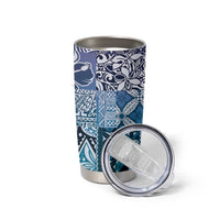 Aloha Vintage Plumeria Hawaiian Tapa Pattern Tumbler Cup Blue Hawaiian Tapa Pattern LT9 - Polynesian Pride