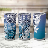 Aloha Vintage Plumeria Hawaiian Tapa Pattern Tumbler Cup Blue Hawaiian Tapa Pattern LT9 - Polynesian Pride