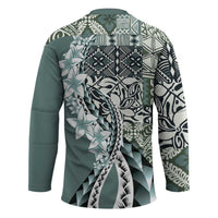 Aloha Vintage Plumeria Hawaiian Tapa Pattern Hockey Jersey Dark Turquoise Hawaiian Tapa Pattern - Polynesian Pride