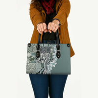 Aloha Vintage Plumeria Hawaiian Tapa Pattern Leather Bag Dark Turquoise Hawaiian Tapa Pattern LT9 - Polynesian Pride