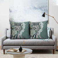 Aloha Vintage Plumeria Hawaiian Tapa Pattern Pillow Cover Dark Turquoise Hawaiian Tapa Pattern - Polynesian Pride