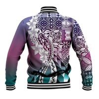 Aloha Vintage Plumeria Hawaiian Tapa Pattern Baseball Jacket Gradient Hawaiian Tapa Pattern - Polynesian Pride