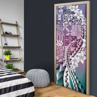 Aloha Vintage Plumeria Hawaiian Tapa Pattern Door Cover Gradient Hawaiian Tapa Pattern - Polynesian Pride
