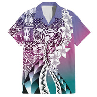 Aloha Vintage Plumeria Hawaiian Tapa Pattern Family Matching Off The Shoulder Long Sleeve Dress and Hawaiian Shirt Gradient Hawaiian Tapa Pattern LT9 Dad's Shirt - Short Sleeve Gradient - Polynesian Pride