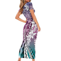 Aloha Vintage Plumeria Hawaiian Tapa Pattern Family Matching Short Sleeve Bodycon Dress and Hawaiian Shirt Gradient Hawaiian Tapa Pattern LT9 - Polynesian Pride