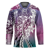 Aloha Vintage Plumeria Hawaiian Tapa Pattern Hockey Jersey Gradient Hawaiian Tapa Pattern - Polynesian Pride