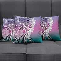 Aloha Vintage Plumeria Hawaiian Tapa Pattern Pillow Cover Gradient Hawaiian Tapa Pattern - Polynesian Pride