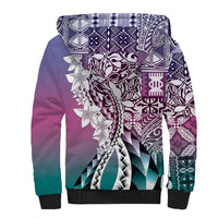 Aloha Vintage Plumeria Hawaiian Tapa Pattern Sherpa Hoodie Gradient Hawaiian Tapa Pattern - Polynesian Pride