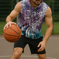 Aloha Vintage Plumeria Hawaiian Tapa Pattern Sleeveless Hoodie Gradient Hawaiian Tapa Pattern - Polynesian Pride