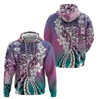 Aloha Vintage Plumeria Hawaiian Tapa Pattern Zip Hoodie Gradient Hawaiian Tapa Pattern - Polynesian Pride