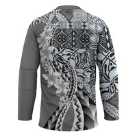 Aloha Vintage Plumeria Hawaiian Tapa Pattern Hockey Jersey Gray Hawaiian Tapa Pattern - Polynesian Pride
