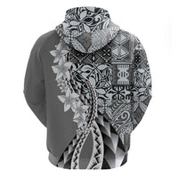 Aloha Vintage Plumeria Hawaiian Tapa Pattern Hoodie Gray Hawaiian Tapa Pattern LT9 - Polynesian Pride