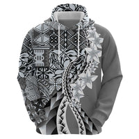 Aloha Vintage Plumeria Hawaiian Tapa Pattern Hoodie Gray Hawaiian Tapa Pattern LT9 - Polynesian Pride