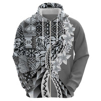 Aloha Vintage Plumeria Hawaiian Tapa Pattern Hoodie Gray Hawaiian Tapa Pattern LT9 - Polynesian Pride