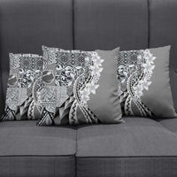 Aloha Vintage Plumeria Hawaiian Tapa Pattern Pillow Cover Gray Hawaiian Tapa Pattern - Polynesian Pride