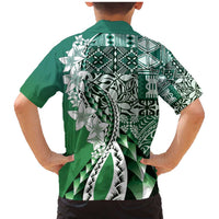 Aloha Vintage Plumeria Hawaiian Tapa Pattern Family Matching Mermaid Dress and Hawaiian Shirt Green Hawaiian Tapa Pattern LT9 - Polynesian Pride