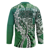Aloha Vintage Plumeria Hawaiian Tapa Pattern Hockey Jersey Green Hawaiian Tapa Pattern - Polynesian Pride